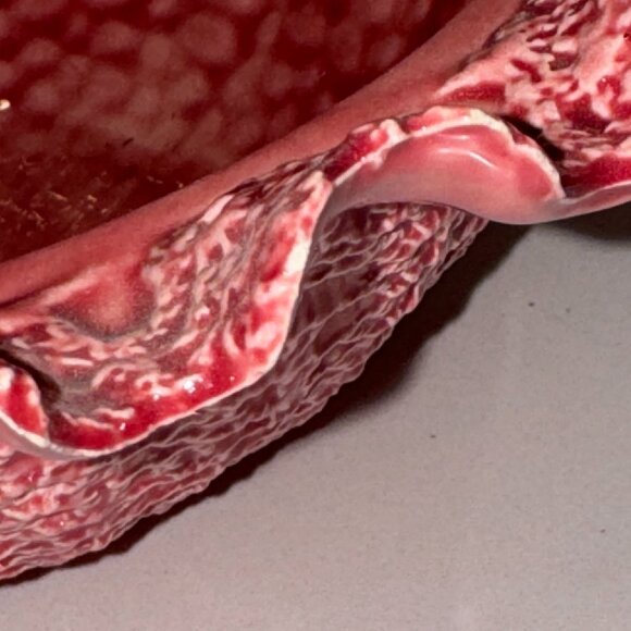 Vintage Dark Pink Bowl with Lid McNees M-1228 Mold Crochet textured Ceramic READ - Picture 7 of 8